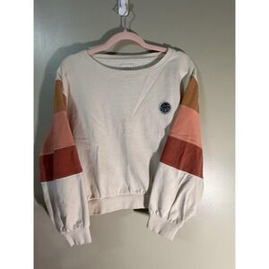 Rip Curl Sweatshirt Womens M White Colorblock Graphic Pullover Crew Neck